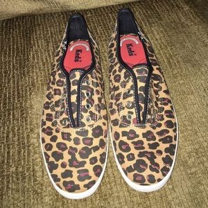 Keds cheetah print slip on shoes